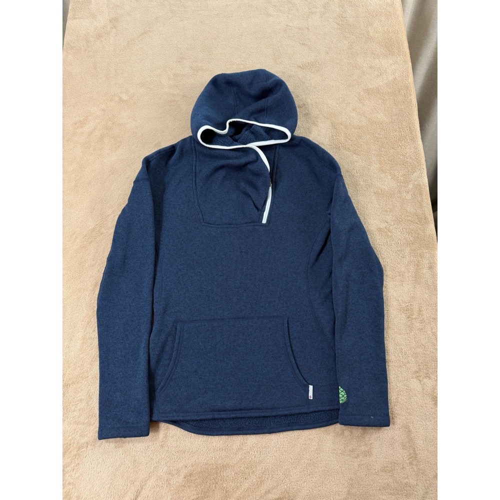 Stio Sweetwater Fleece Hoodie Womens Size Small Navy Blue Asymmetric 1/4 Zip EUC